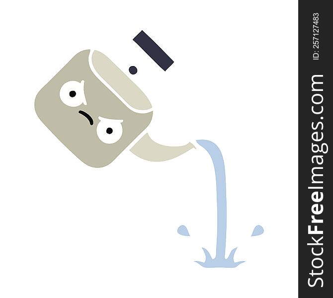 flat color retro cartoon of a pouring kettle
