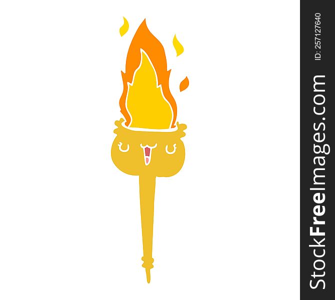 flat color style cartoon flaming torch