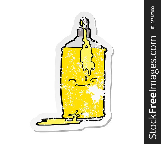 Distressed Sticker Of A Cartoon Spray Paint Can