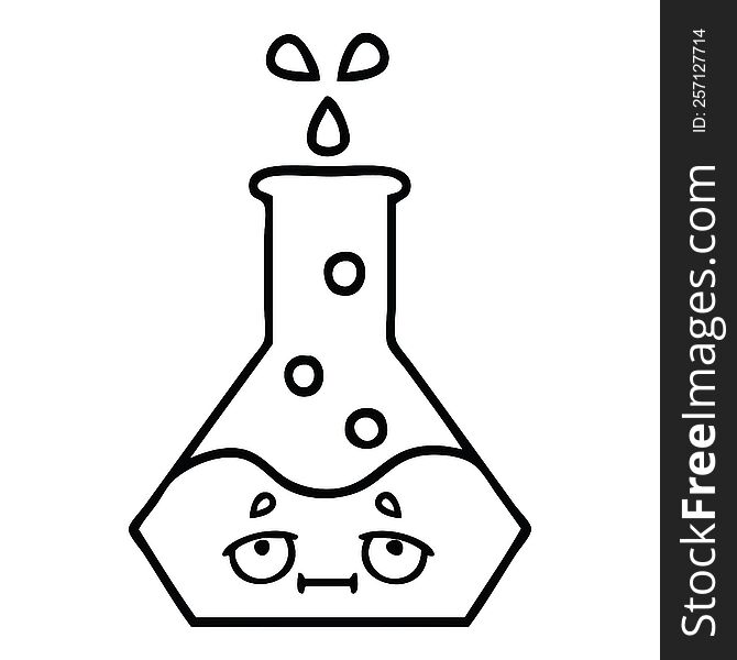 line drawing cartoon of a science beaker