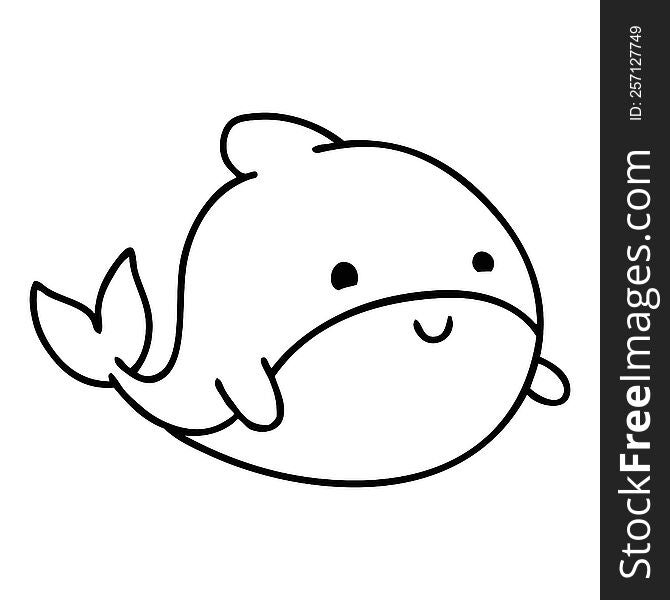 line doodle of a happy whale