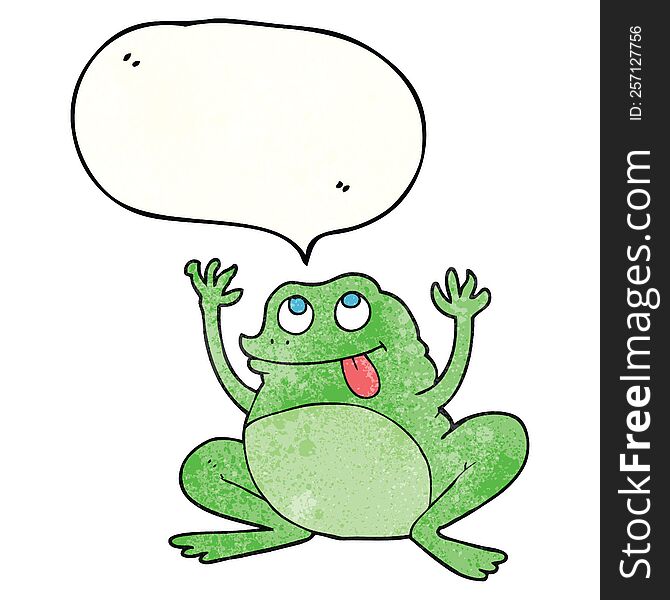 Funny Speech Bubble Textured Cartoon Frog