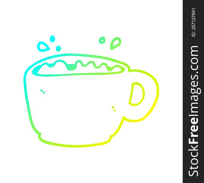 Cold Gradient Line Drawing Cartoon Coffee Cup