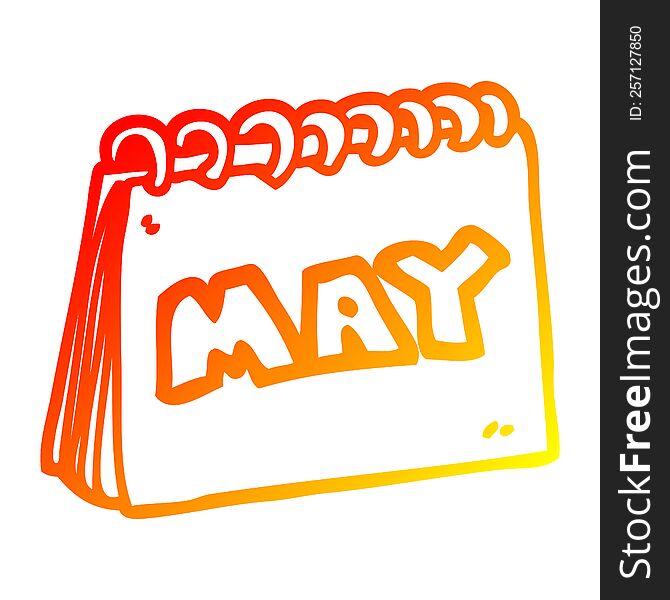 Warm Gradient Line Drawing Cartoon Calendar Showing Month Of May