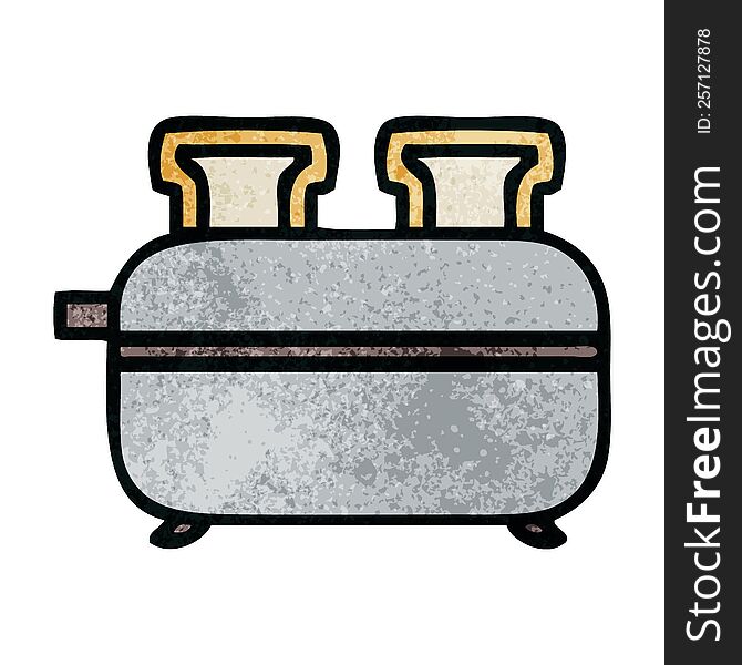 retro grunge texture cartoon of a double toaster