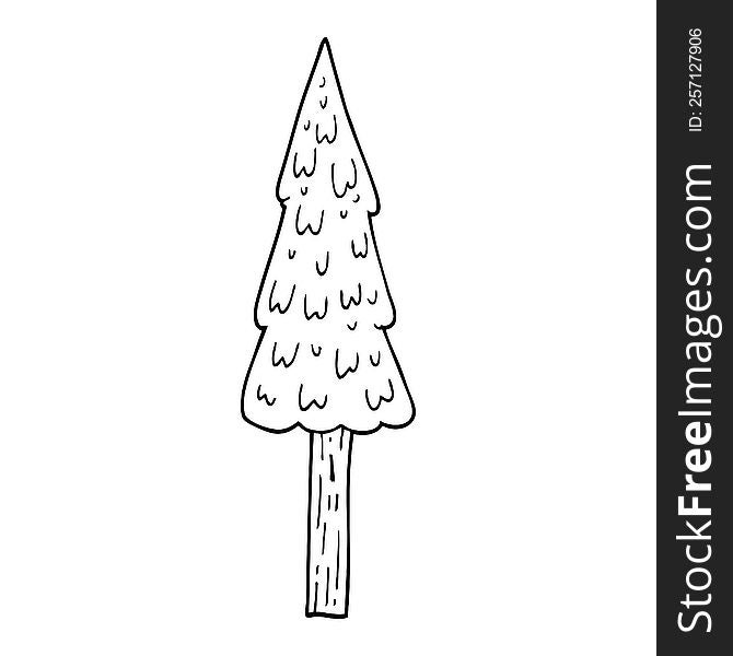 line drawing cartoon pine trees