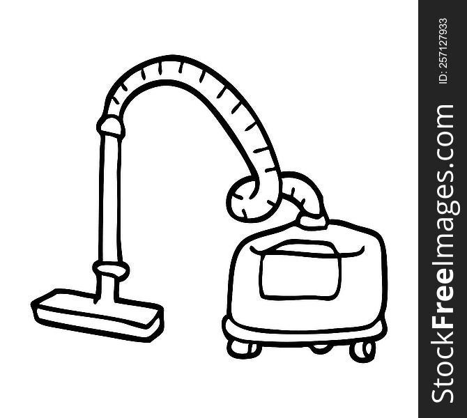 black and white cartoon vacuum hoover