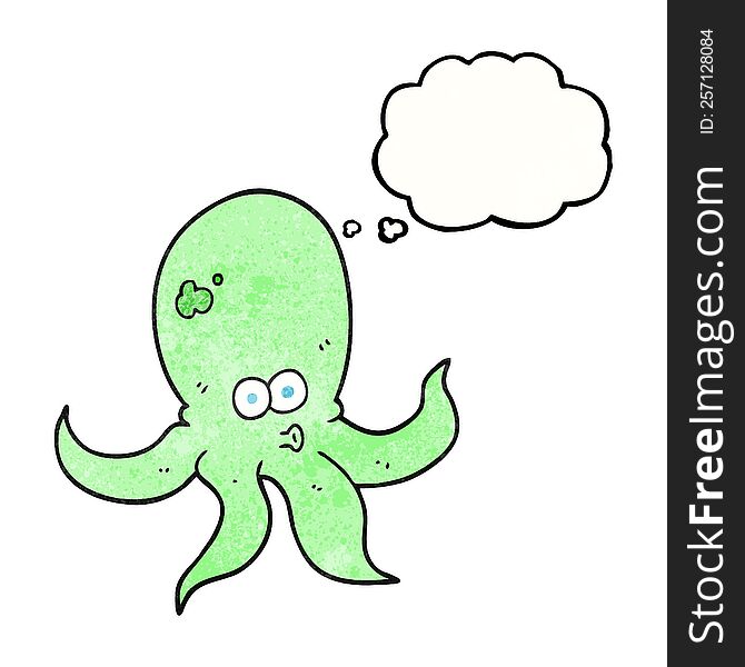 freehand drawn thought bubble textured cartoon octopus