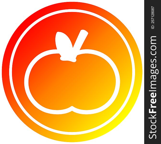 organic apple circular icon with warm gradient finish. organic apple circular icon with warm gradient finish