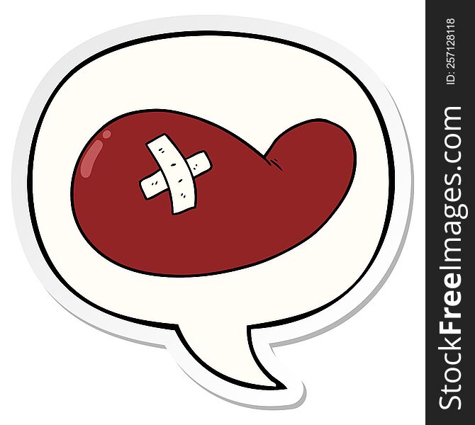 Cartoon Injured Gall Bladder And Speech Bubble Sticker