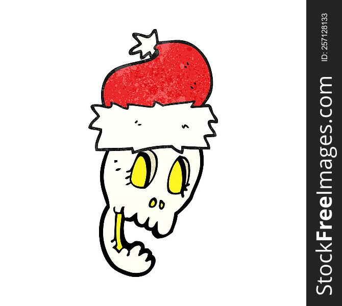Textured Cartoon Christmas Hat On Skull