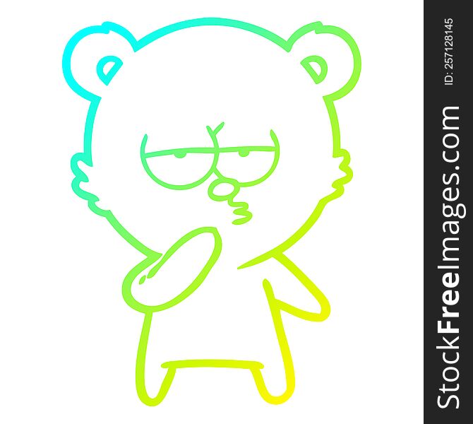 Cold Gradient Line Drawing Bored Polar Bear Cartoon