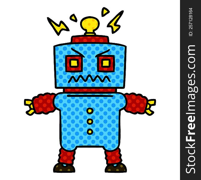 Quirky Comic Book Style Cartoon Robot