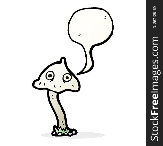 Cartoon Mushroom With Speech Bubble