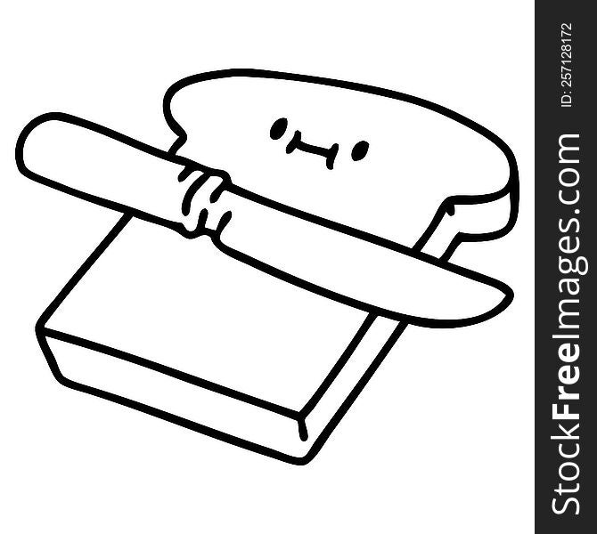 line doodle of a happy piece of toast