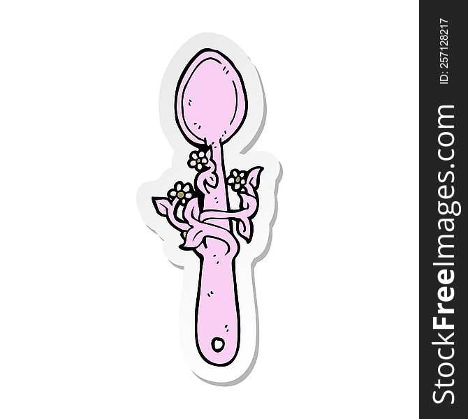 Sticker Of A Cartoon Wooden Spoon