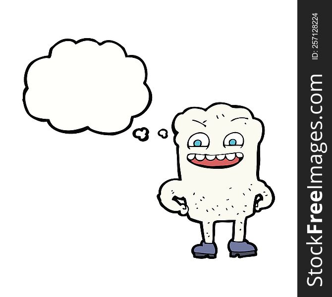Cartoon Happy Tooth With Thought Bubble