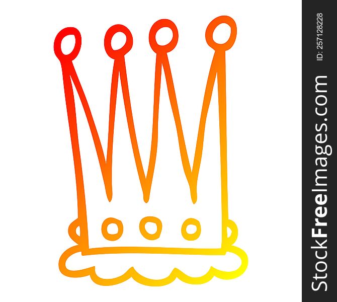 warm gradient line drawing of a cartoon crown