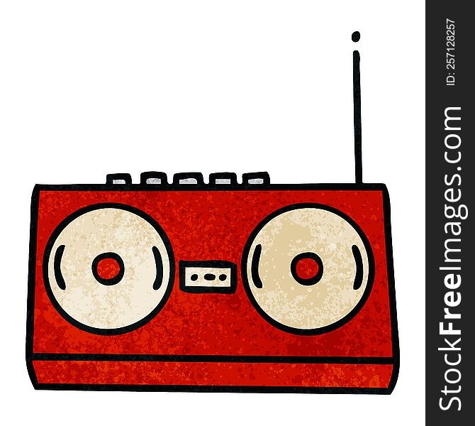 retro grunge texture cartoon of a stereo