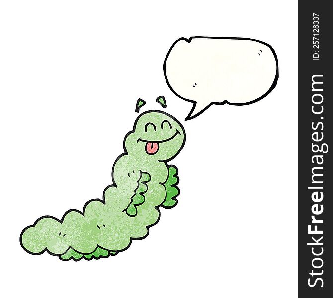 freehand speech bubble textured cartoon caterpillar