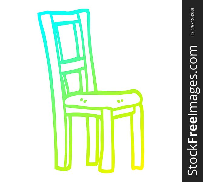 cold gradient line drawing of a cartoon wooden chair