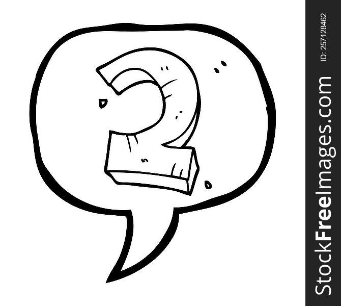 freehand drawn speech bubble cartoon stone number two