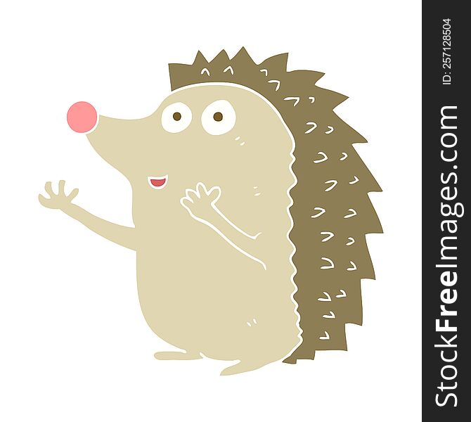 Flat Color Illustration Of A Cartoon Cute Hedgehog
