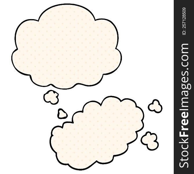 cartoon puff of smoke with thought bubble in comic book style