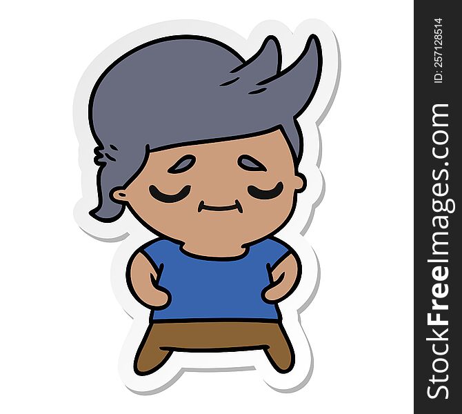 Sticker Cartoon Of Kawaii Cute Grey Haired Man