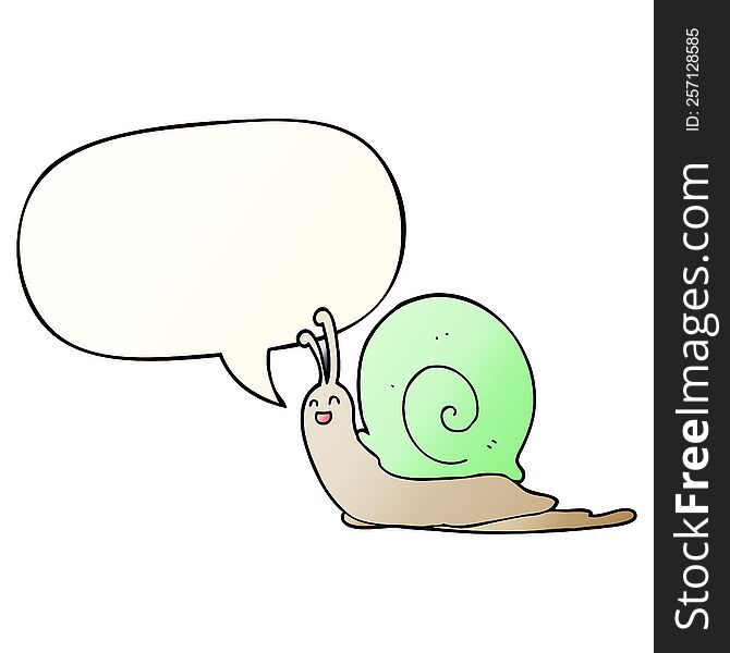 Cartoon Snail And Speech Bubble In Smooth Gradient Style