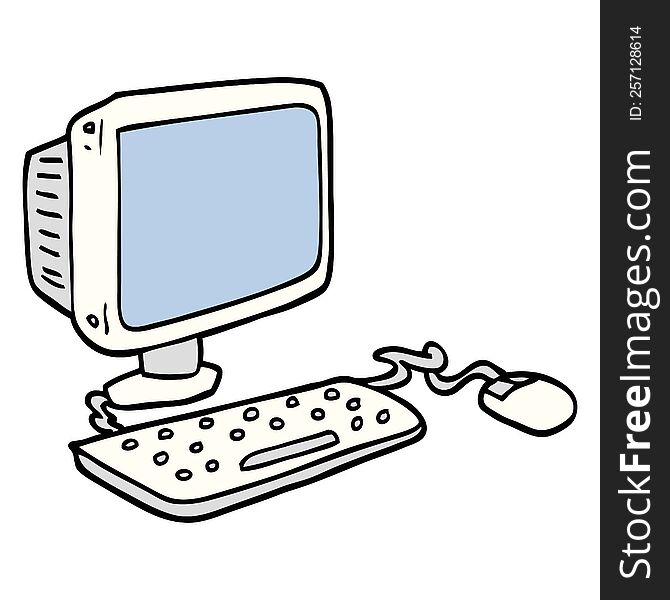 Cartoon Doodle Office Computer
