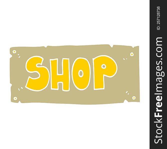 Flat Color Illustration Of A Cartoon Shop Sign