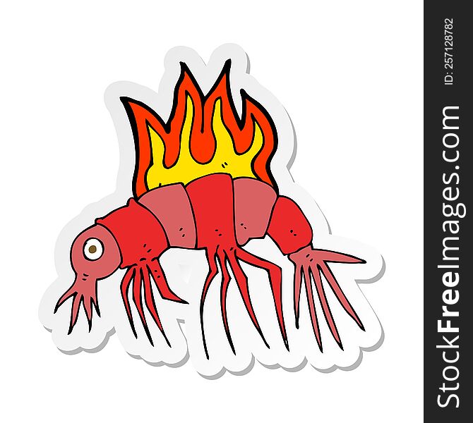 sticker of a cartoon hot shrimp