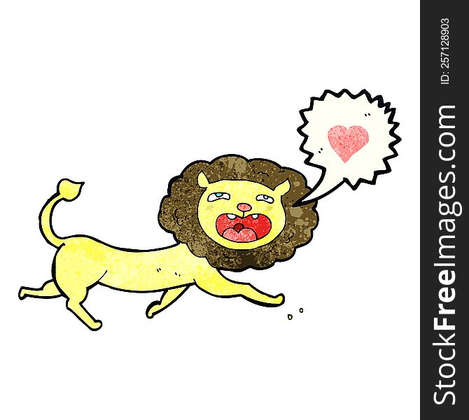 Cartoon Lion With Love Heart