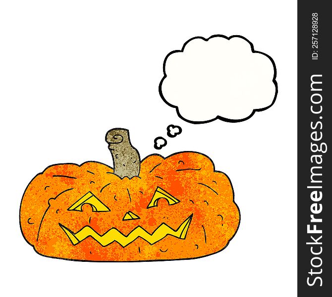 freehand drawn thought bubble textured cartoon halloween pumpkin