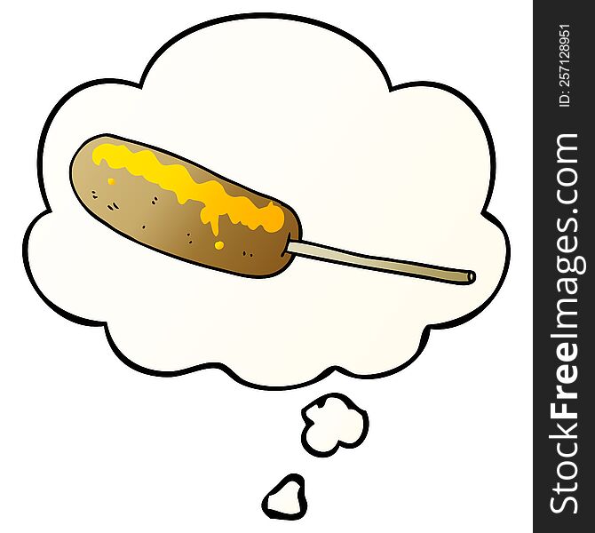 Cartoon Hotdog On A Stick And Thought Bubble In Smooth Gradient Style