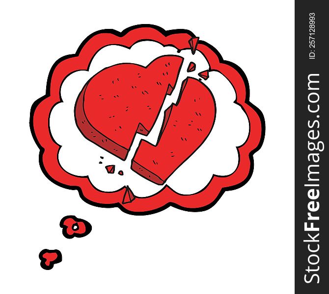 Thought Bubble Cartoon Broken Heart Symbol