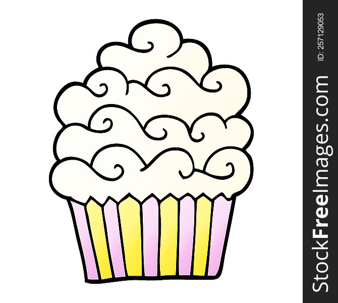 Vector Gradient Illustration Cartoon Vanilla Cupcake
