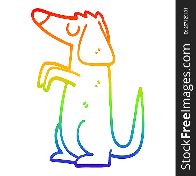 rainbow gradient line drawing of a cartoon well behaved dog