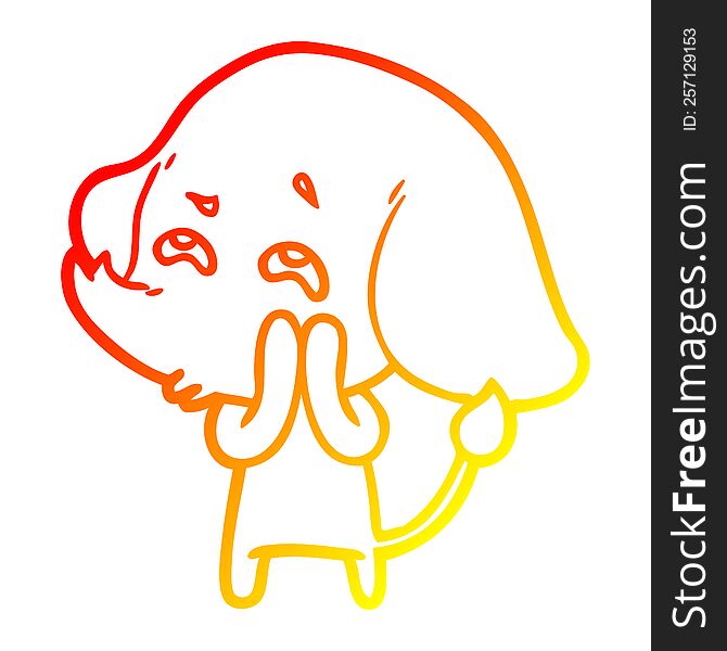 Warm Gradient Line Drawing Cartoon Elephant Remembering