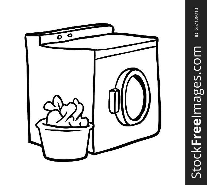 line drawing of a washing machine and laundry. line drawing of a washing machine and laundry