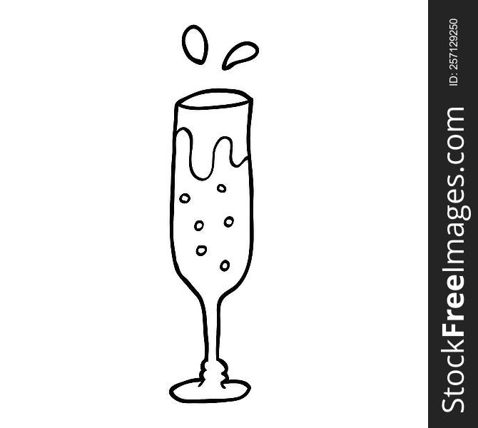 Line Drawing Cartoon Glass Of Champagne