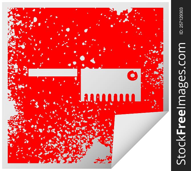 Distressed Square Peeling Sticker Symbol Butcher Knife