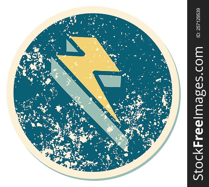 Distressed Sticker Tattoo Style Icon Of Lightning  Bolt