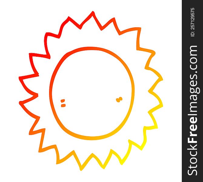 warm gradient line drawing of a cartoon sun