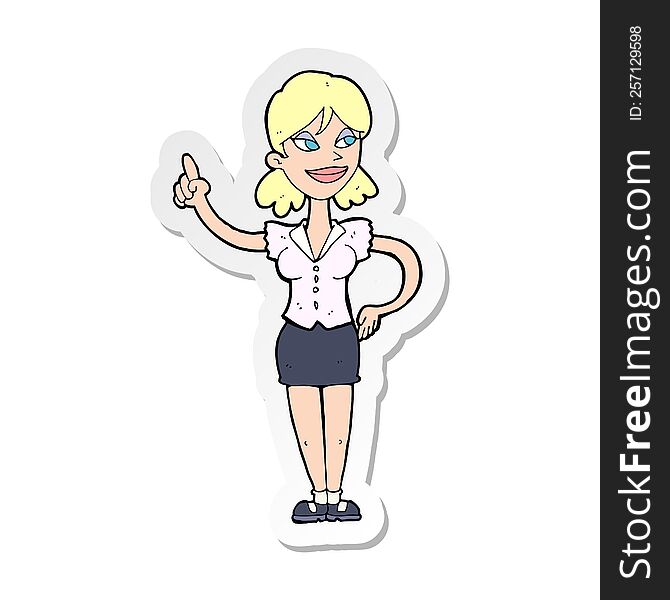 sticker of a cartoon woman with great idea