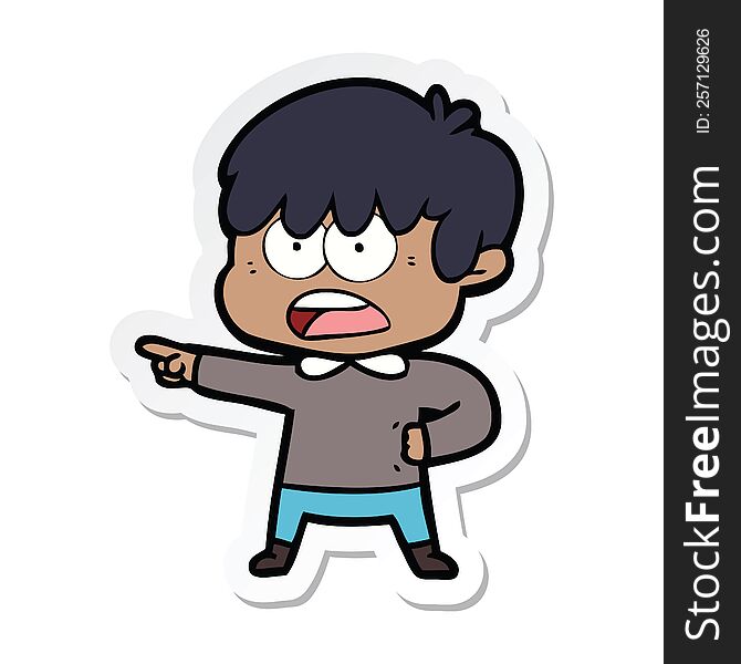 Sticker Of A Worried Cartoon Boy