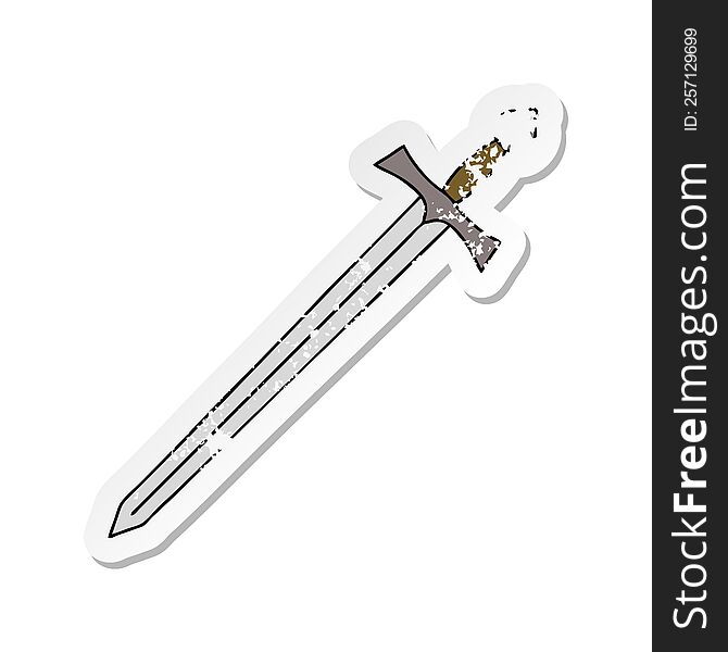 Distressed Sticker Of A Quirky Hand Drawn Cartoon Sword
