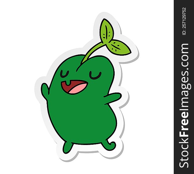 sticker cartoon illustration kawaii cute sprouting bean. sticker cartoon illustration kawaii cute sprouting bean
