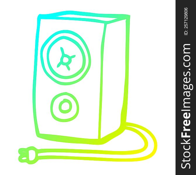 cold gradient line drawing of a cartoon old wood speaker